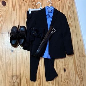 Chaps Black Sz 8 Suit, Shirt,Belt, Sz 2 Shoes,Socks, Great for First Communion